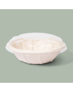 32oz PFAS Free Compostable Fiber Round Bowl (Coated), Eco-Bamboo, 200 pcs/cs