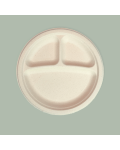 10" 3 Compartment  Farmer's Fiber Collection Round Plate, 500/cs