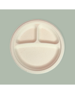 9" 3 Compartment Farmer's Fiber Collection Round Plate, 500/cs