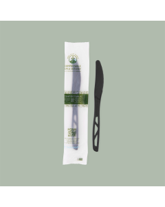 Knife, Medium Weight Black - Individually Wrapped CPLA Compostable Cutlery 1000/case