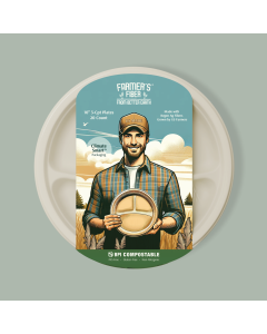 10" Round, 3 Compartment Farmer’s Fiber Plates, 20 Count